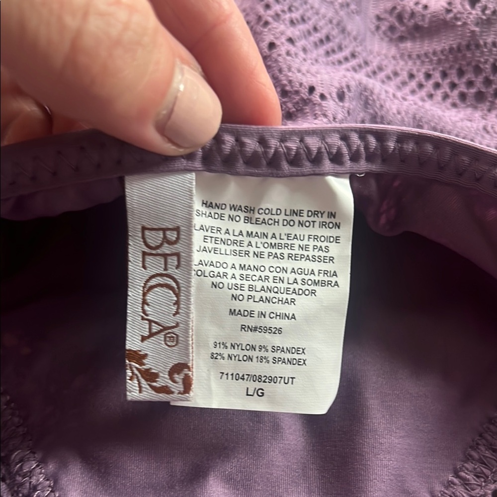 BECCA Purple Lace One Piece Swimsuit - Picture 3 of 4